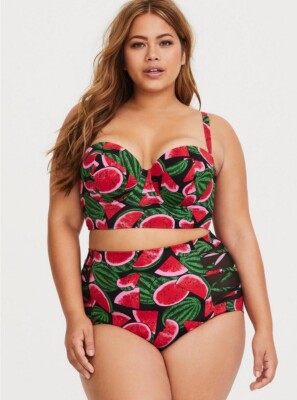 Torrid Red Watermelon Underwire Push-Up Bikini Top High Waist Bottom Set  L