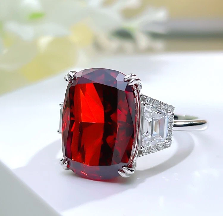 12ct Lab Grown Ruby Diamond Ring, 18K Gold Plated Classic Solitaire, Exquisite - Image 3 of 4
