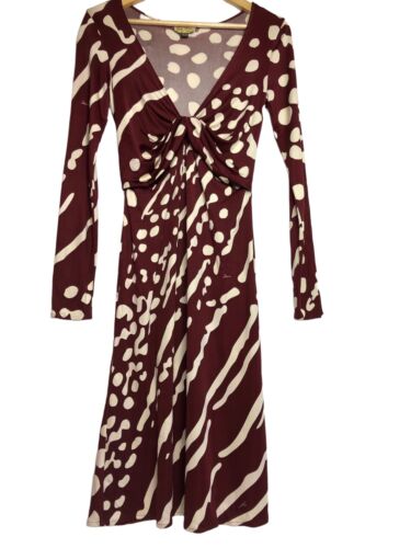 ISSA LONDON 100% Silk Maroon Twist Front Dress 6