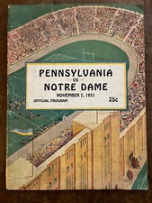 1931 “Rare” Notre Dame vs Pennsylvania football program/KNUTE ROCKNE TRIBUTE!!