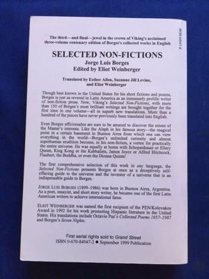 SELECTED NON-FICTIONS - ADVANCE READING COPY BY JORGE LUIS BORGES