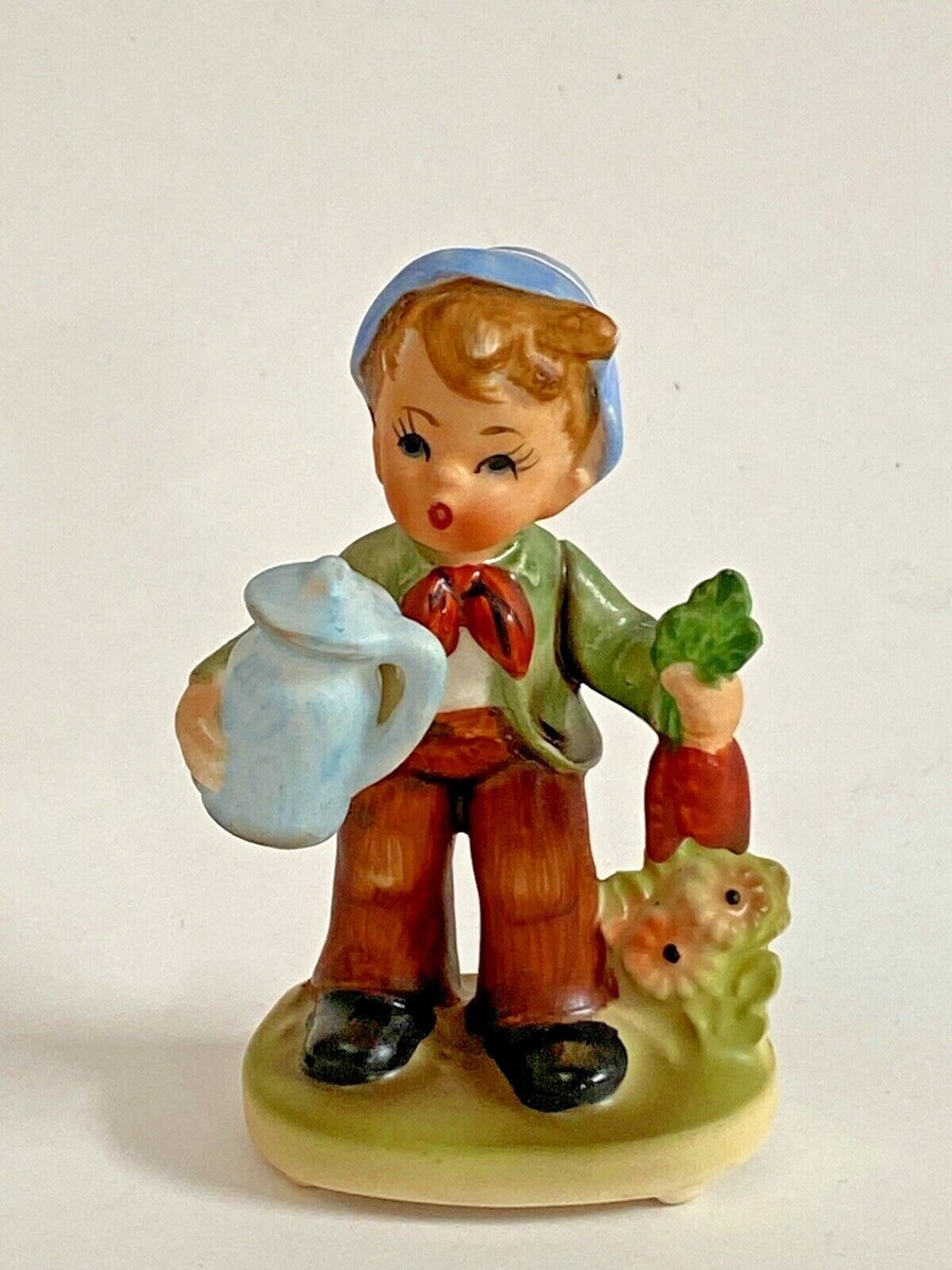 Vintage Napcoware Boy With Water Jug Carrots Flowers Ceramic