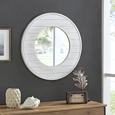 Ellison Shiplap Accent Wall Mirror, 27", Aged White