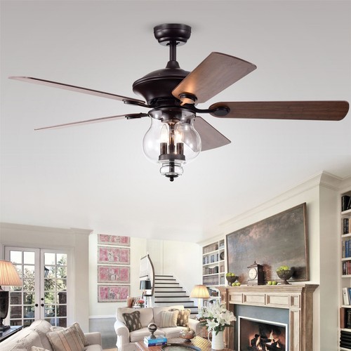 Topher Antique Bronze 52-inch 5-blade Lighted Ceiling Fan Remote - Picture 2 of 8