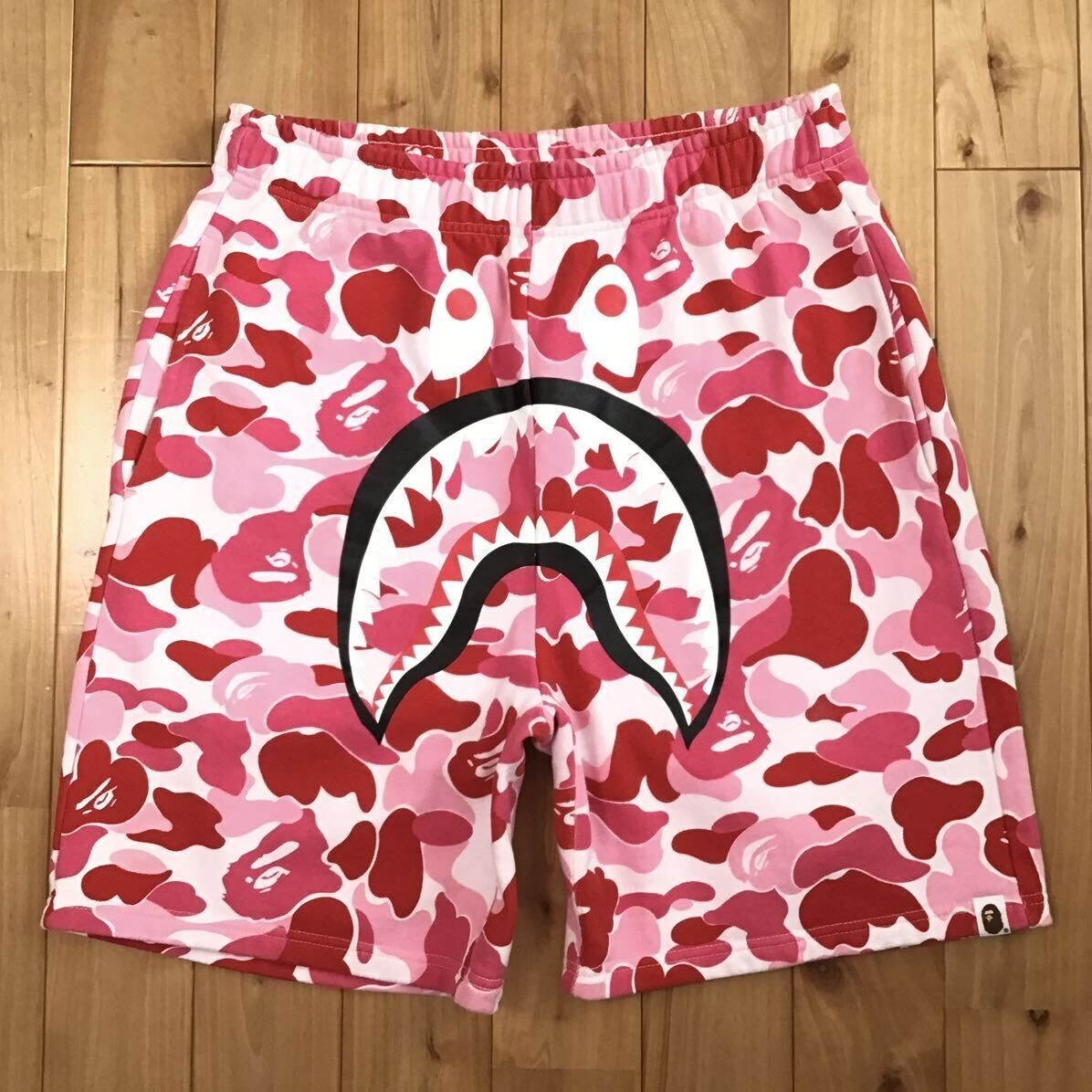 BAPE Shark sweat shorts ABC camo pink A Bathing Ape Size L, USED