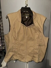 Wyoming Traders Beige Brown Vest Satin Lined Western Cowgirl XXL-2x