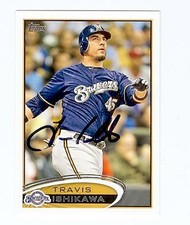 Travis Ishikawa autographed baseball card (Milwaukee Brewers) 2012 Topps #US205