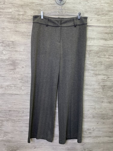 J Jill Pants 12 Womens Gray Wide Leg Herringbone Trousers Comfort Stretch
