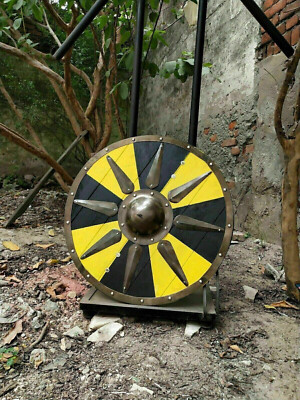 Medieval Home Viking Round Wooden Item 24'' Heavy Shield Battle Ready Decorative