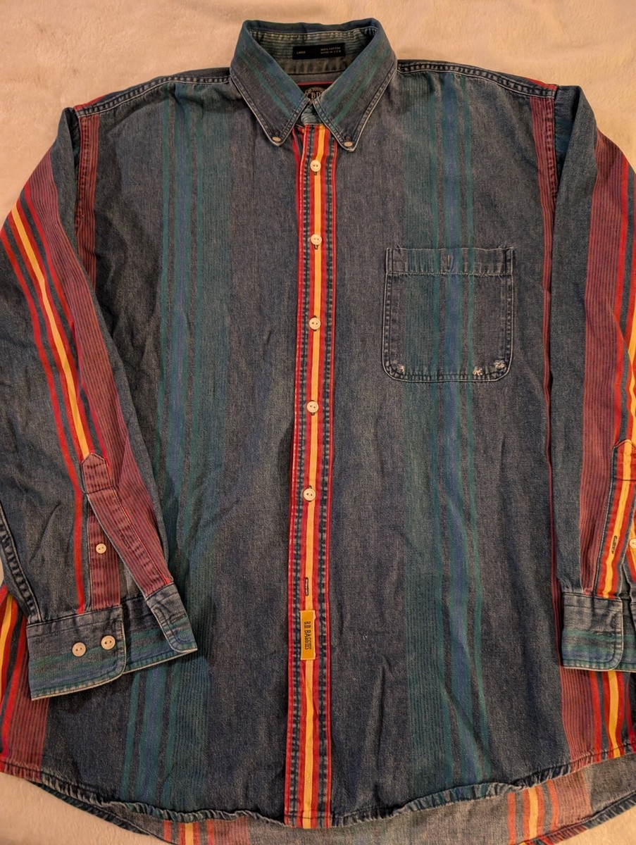 90s B.D. Baggins Vtg Blue Jean Striped Denim Menswear Workwear