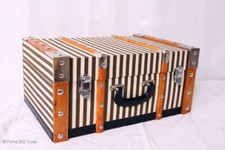 VINTAGE! Valigia per auto d'epoca / valigia / motivo a righe / 3 misure / L / angolare / legno l