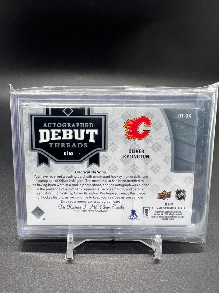 2016-17 Ultimate Collection Debut Threads Patch Auto #DTOK Oliver Kylington /99 - Image 2 of 2