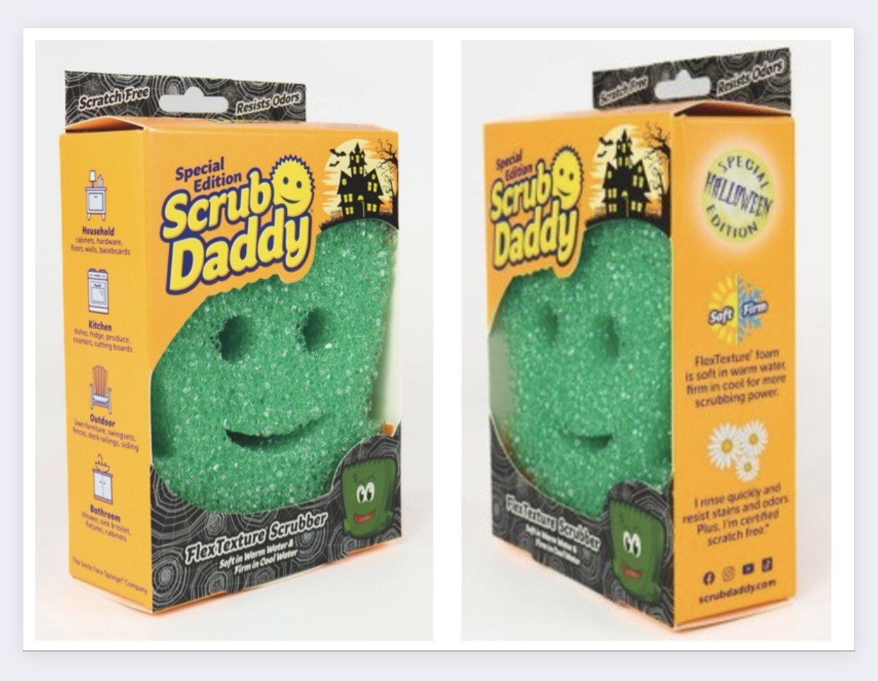 Scrub Daddy Fall Halloween Frankenstein, Pumpkin Gift New Limited Edition 2pks