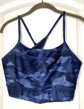 Gap Fit Medium Support Crossback Black Out Sports Bra Blue Camo Size XL