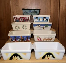 Nantucket Stoneware Mini Loaf Baking Dish Christmas Lot (9) Oven/Micro/Dish Safe