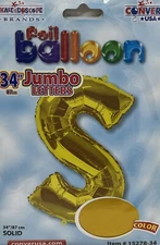 40 Inch Large Gold Letter S Helium Balloon,Foil