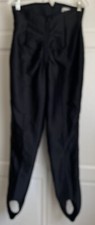 Vintage Fera Skiwear Women's Black Stirrup Snow Ski Pants Size 14R Wool Blend