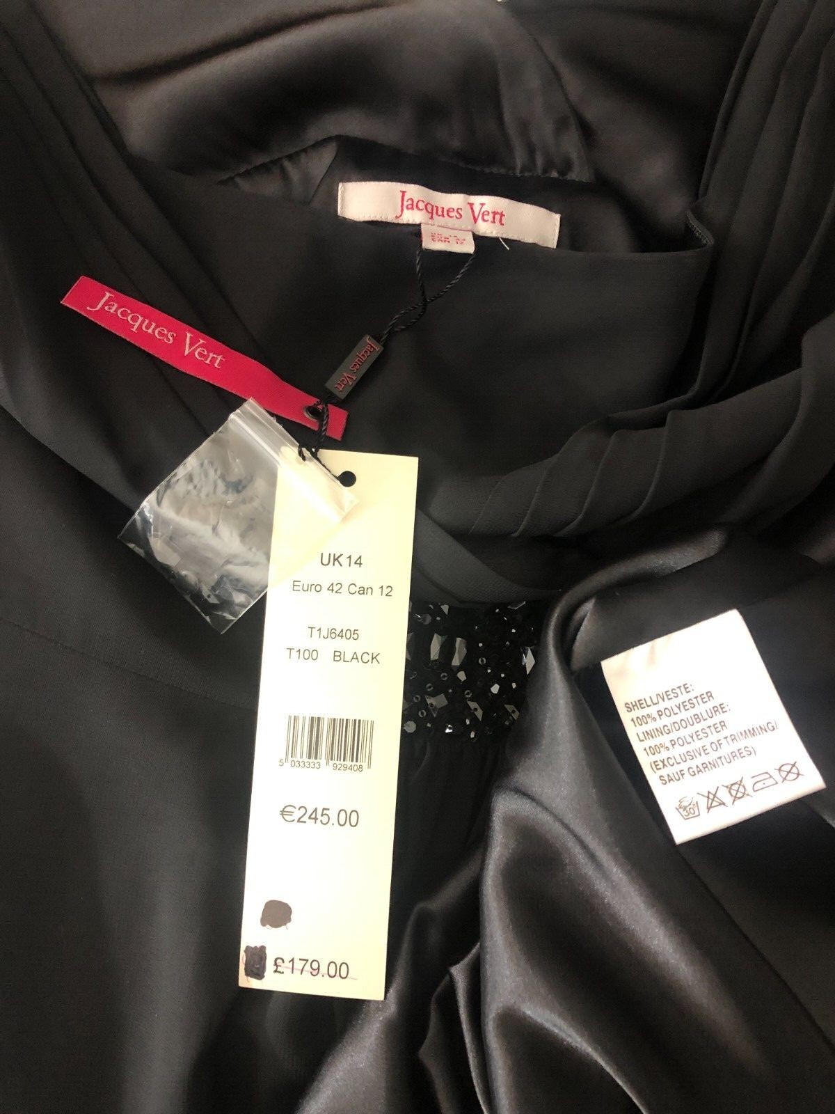 New Jacques Vert dress UK 14 Maxi Black Beige Chiffon Wedding Cruise RRP £179 image 6