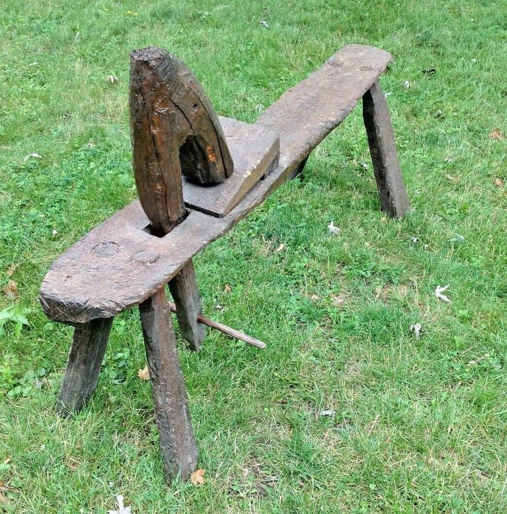 Antique Primitive Shave Horse Work Bench Museum Quality Rare Woodworking Tool