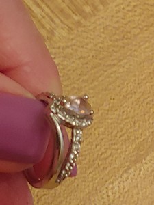 tarnish shaped sterling silver cz condition stone pink