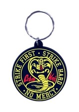 Cobra Kai Key Ring Strike First Hard No Mercy Keychain Rubber Keyring Bag Tag