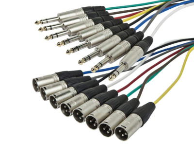 8-Channel 1/4-Inch TRS Male to XLR Male Snake Cable - 3 Feet, 26AWG, 8 Balanced 