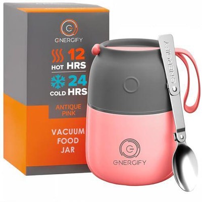ENERGIFY Vacuum Insulated Food Jar Wide Mouth 12 Oz Soup Thermo With Folding - -