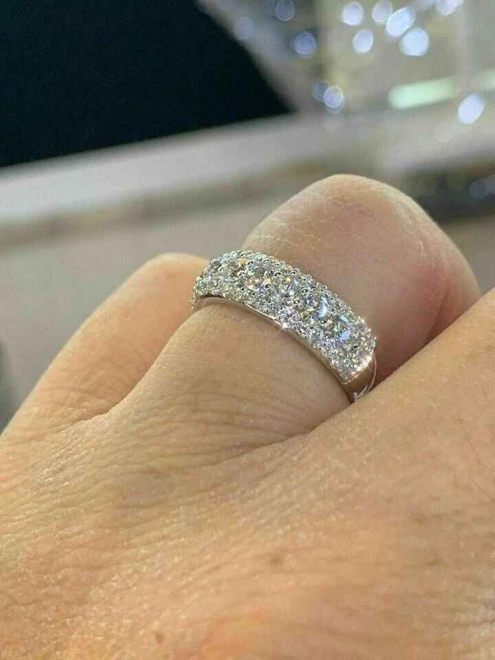 2 CT Lab-Created Diamond Half Eternity Wedding Band 14K Yellow Gold Plated SZ-9 - Image 4 of 4