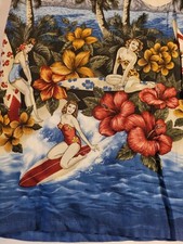 Vtg Campia Moda Men's Hawaiian Aloha Shirt Bikini Girls Palm Trees Rayon Med