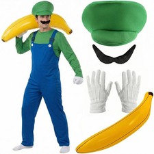 Adults Super Workman Plumber Costume with Hat, Tash, Gloves Inflatable Banana