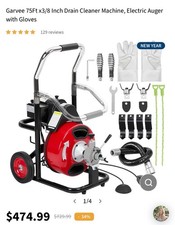 Garvee 75Ft x3/8 Inch Drain Cleaner Machine NIB