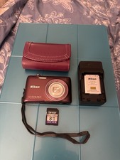 Nikon Coolpix S4100-PLUM-14 MP-Retro Vibe Dig Camera-SD Card-Charger  Case-Mint