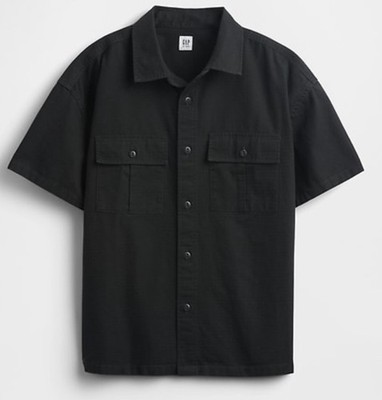 NWT Gap Kids Boys button down shirt ripstop utility  black    u pick size
