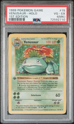 1999 Venusaur Holograph, 1st Edition Shadowless PSA 4