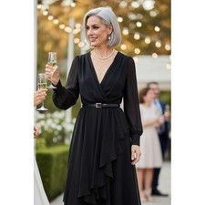 VTG Ursula of Switzerland Black 1970s-80s Dress 7/8 Mother of the Bride LBD