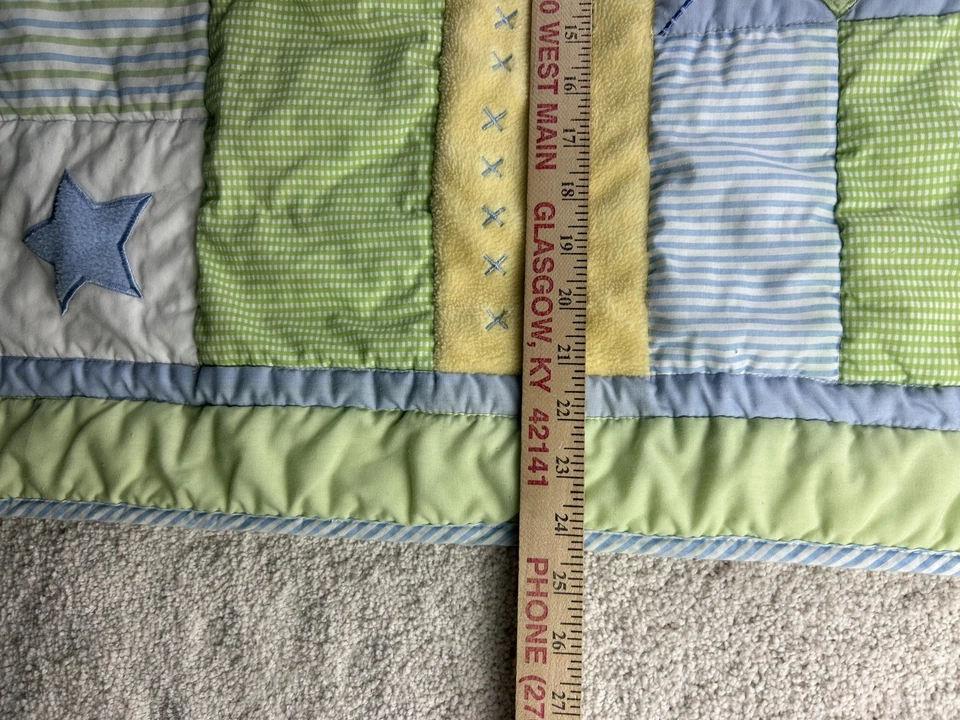 Manta Edredón Cuna Bebé Retazos Estrellas Luna Apliques Reversible Pastel Guardería Foto 4 de 4