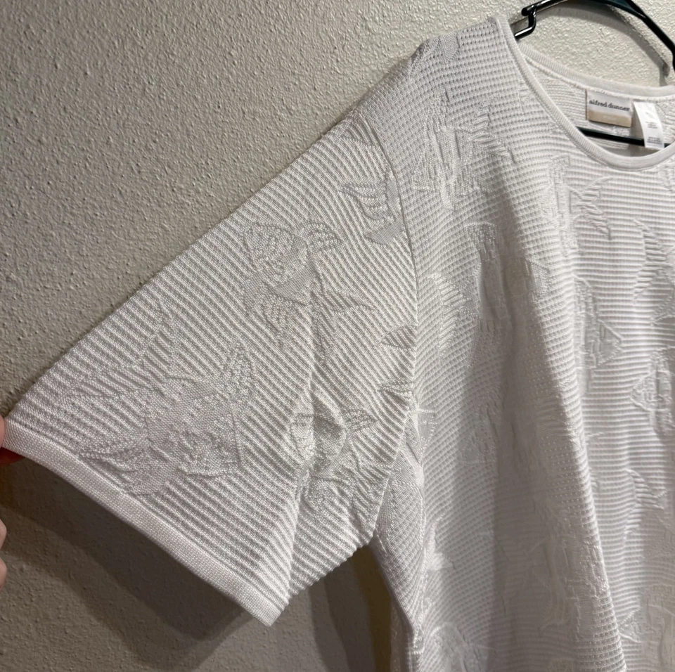 Camisa Alfred Dunner Plus 3X Marfil Acrílico Tejida Manga Corta Patrón Pez Nueva con Etiquetas Foto 3 de 4