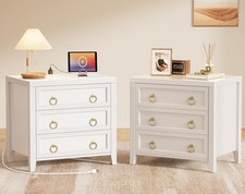 Paint Night Stand W/ Charger Station & USB-C Port 3 Drawer Nightstands Set of 2