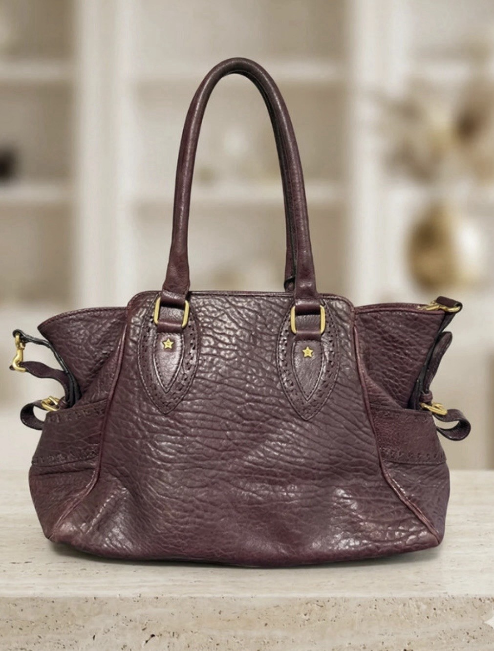 Borsa Fendi Du Jour Star Vintage Pelle Borgogna Autentica Dettagli Oro Usata