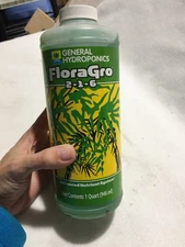 NEW General Hydroponics FloraGro 2-1-6 Advanced Nutrients Plant Food 32oz 946ml