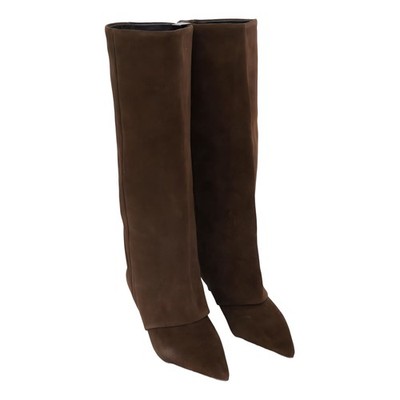 Steve Madden Luca Knee-High Chestnut Suede 2-inch Kitten Heel Boots 7M