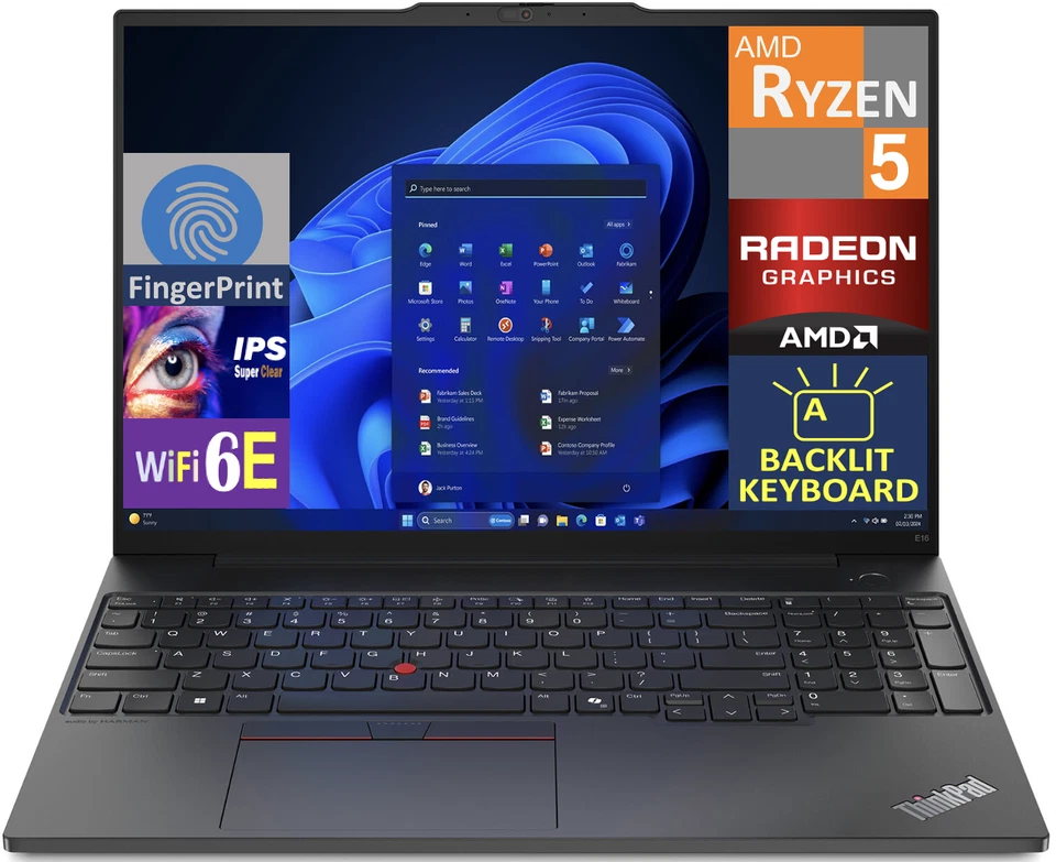Lenovo Thinkpad E16 Gen 2 16.0" Ryzen 5 7535U 32GB 512GB SSD W11H