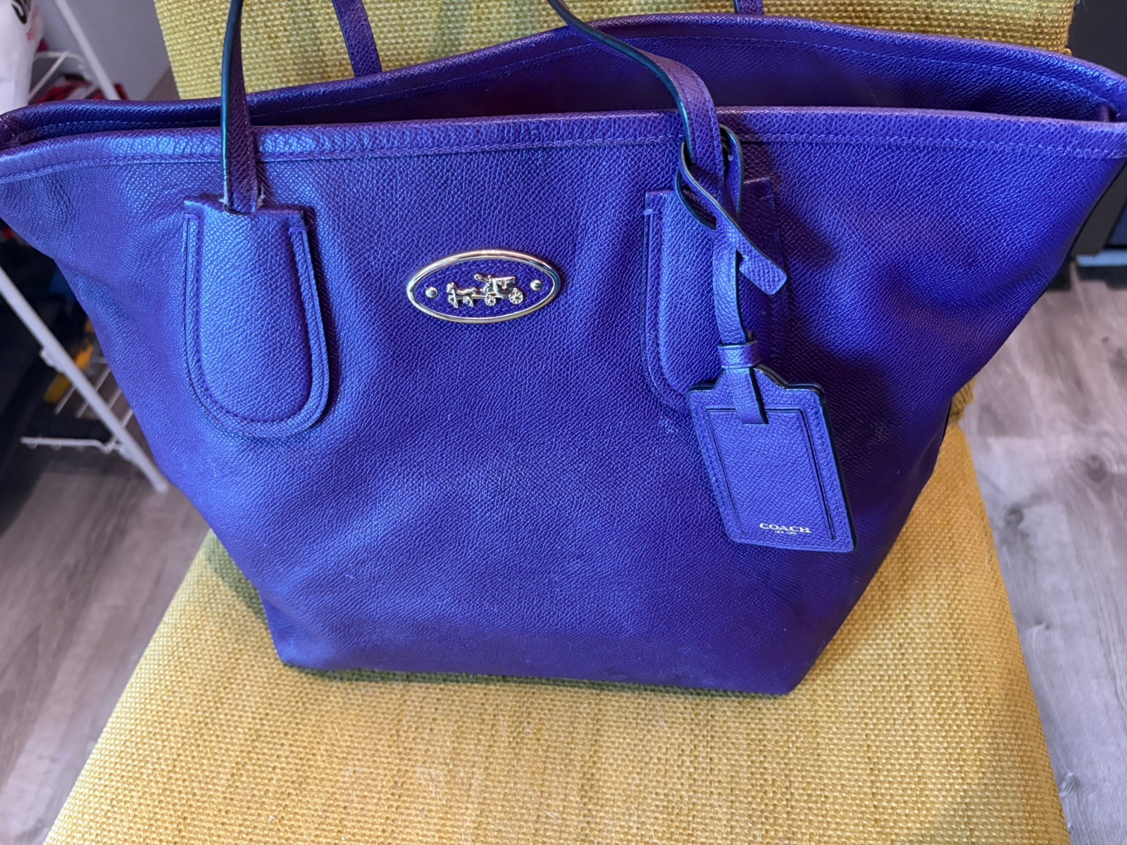 バッグ Vintage COACH Leather Tote Bag Purple Coach Vintage Purple Taxi Tote Bag - Gem