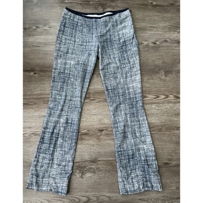 Tory Burch Kinsley Crosshatch Bootcut Pants Womens XS Blue Low Rise Ankle