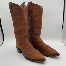 Vtg DAN POST Women's Sz 6.5 C Cognac Brown Leather Cowboy Cowgirl Western Boots