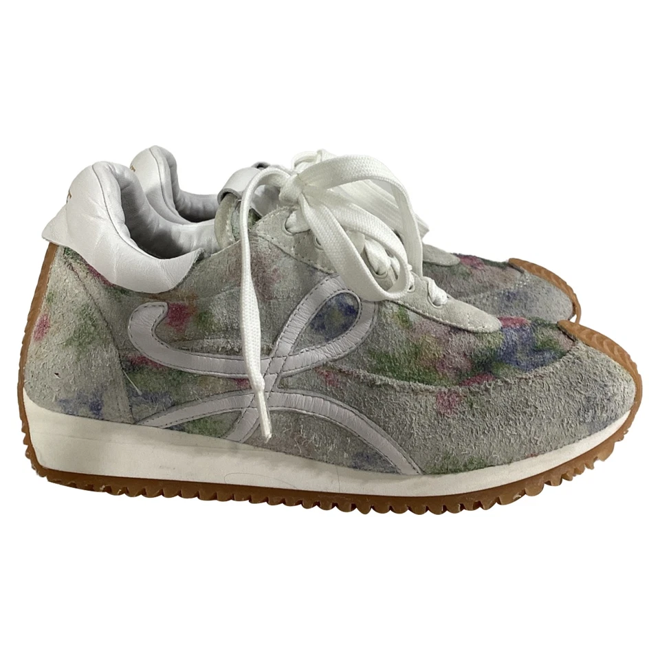 Loewe Flow Floral Printed Runner Sneakers In Suede Women Multicolor Size 37