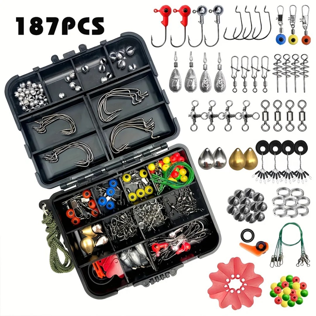 187PCS Ultimate Fishing Kit – Complete Tackle Box Set Bass & Freshwater Gear