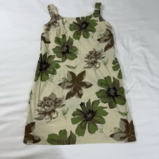 Women's L Tank Mini Dress Green Tropical Floral Print Cotton Faded Glory
