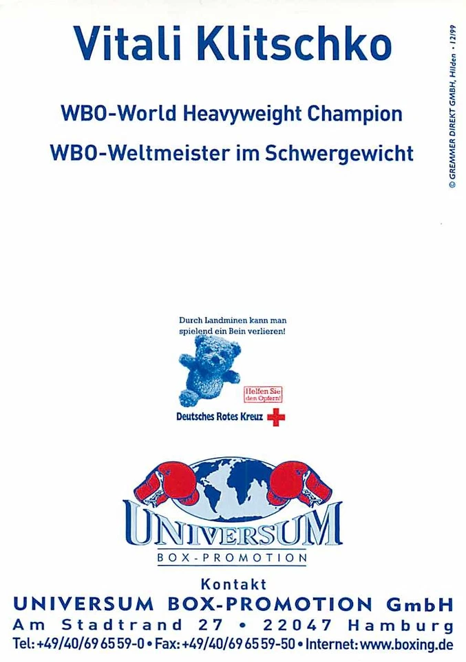 Vitali Klitschko WBO Weltmeister Schwergewicht Autogrammkarte signiert - Bild 2 von 2