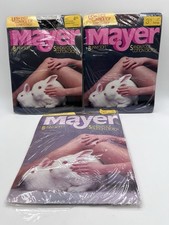 Vintage Lot 3 MAYER Bunny Soft Control Top TALL Pantyhose Taupe Jet Black